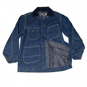 Vintage 70s Sears Work Leisure Blanket Lined Denim Chore Coat Jean Jacket